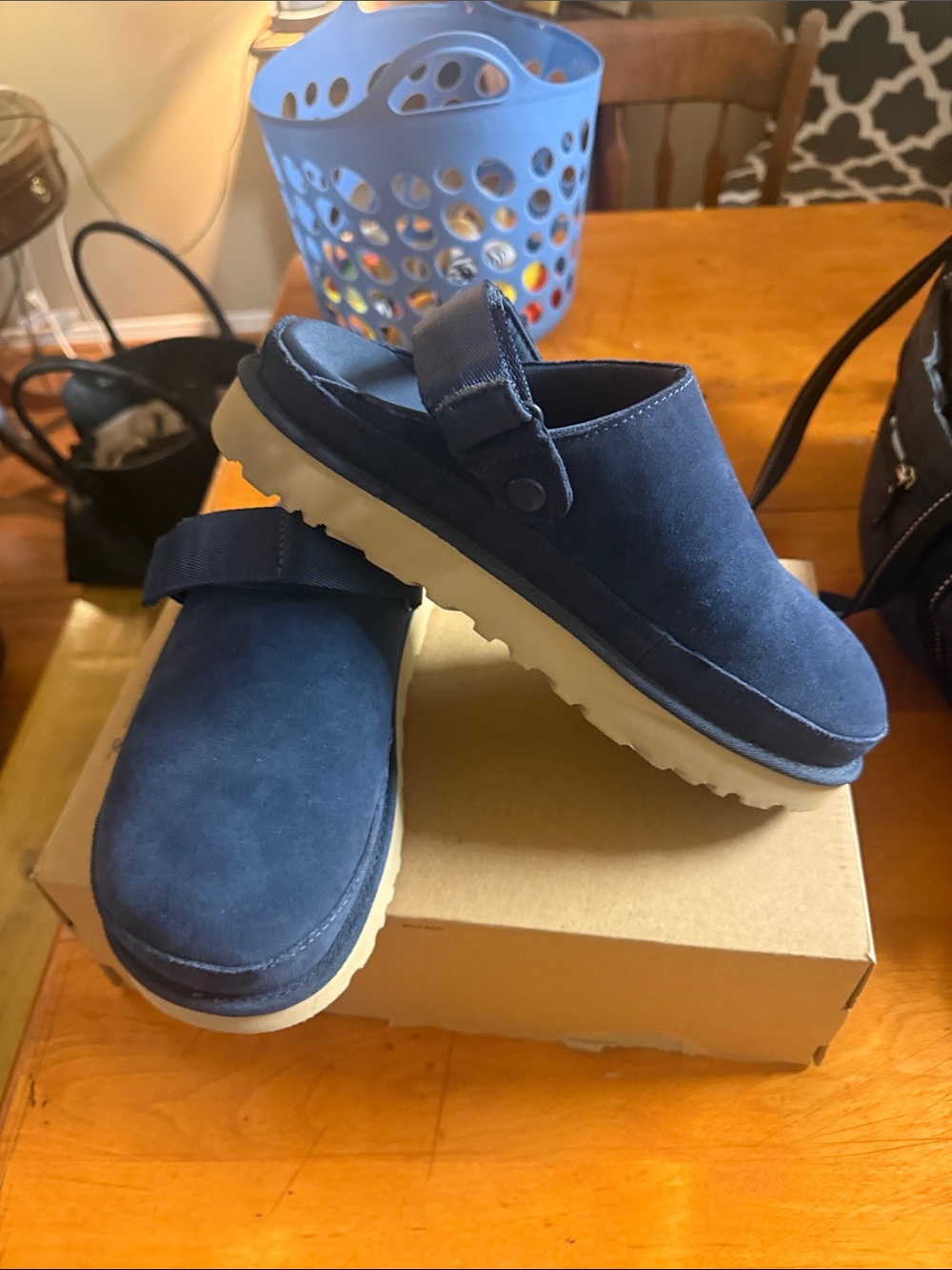 Womens Ugg Goldenstar  Navy IndigoBlue Strap Clog - Comfortable Everyday Slip-On
